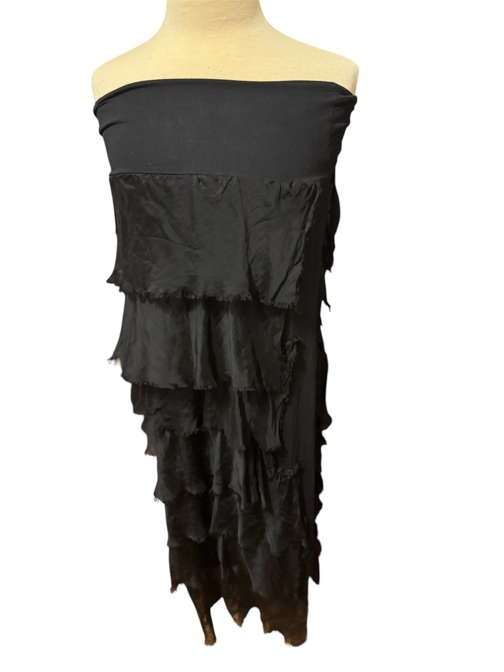 Bella 2in 1 ,Italy,silk Black ruffle dress or long skirt size 38 (M) like new